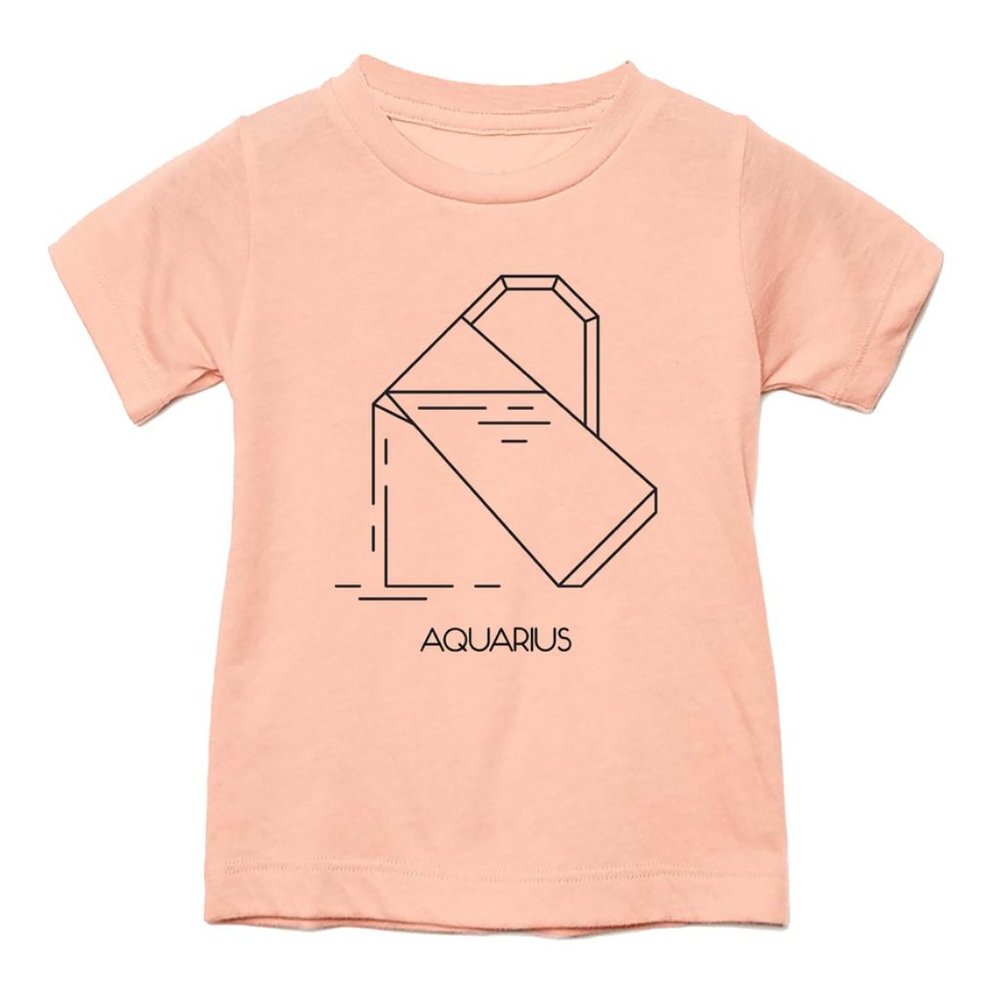 Zodiac T-shirt - Aquarius - Peach -2T-5T